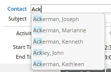 Contact autocomplete