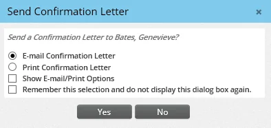 Letter confirmation dialog