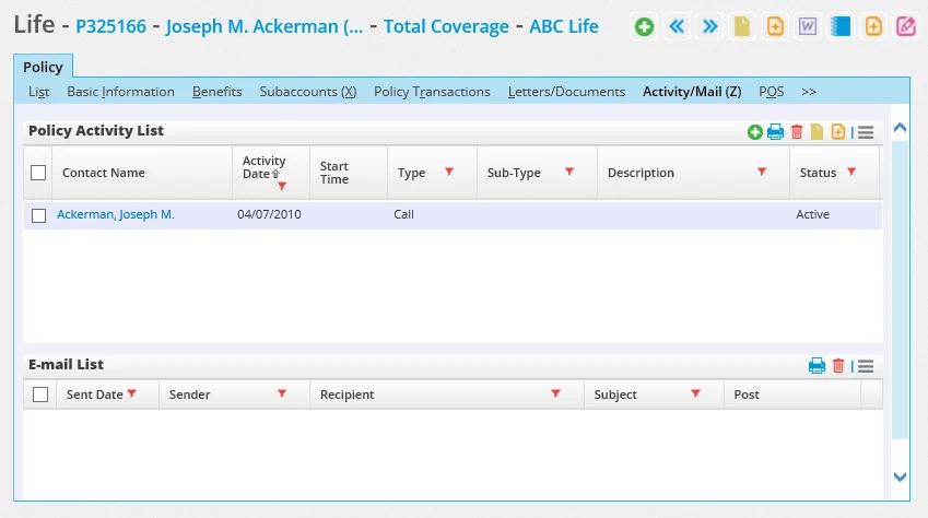 Activity/Mail content link